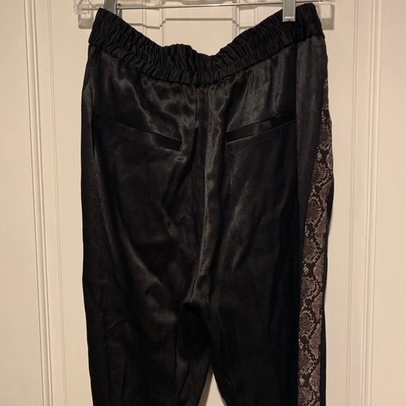 Satin Black Zara Joggers with Snakeskin Stripe - Picture 4 of 4